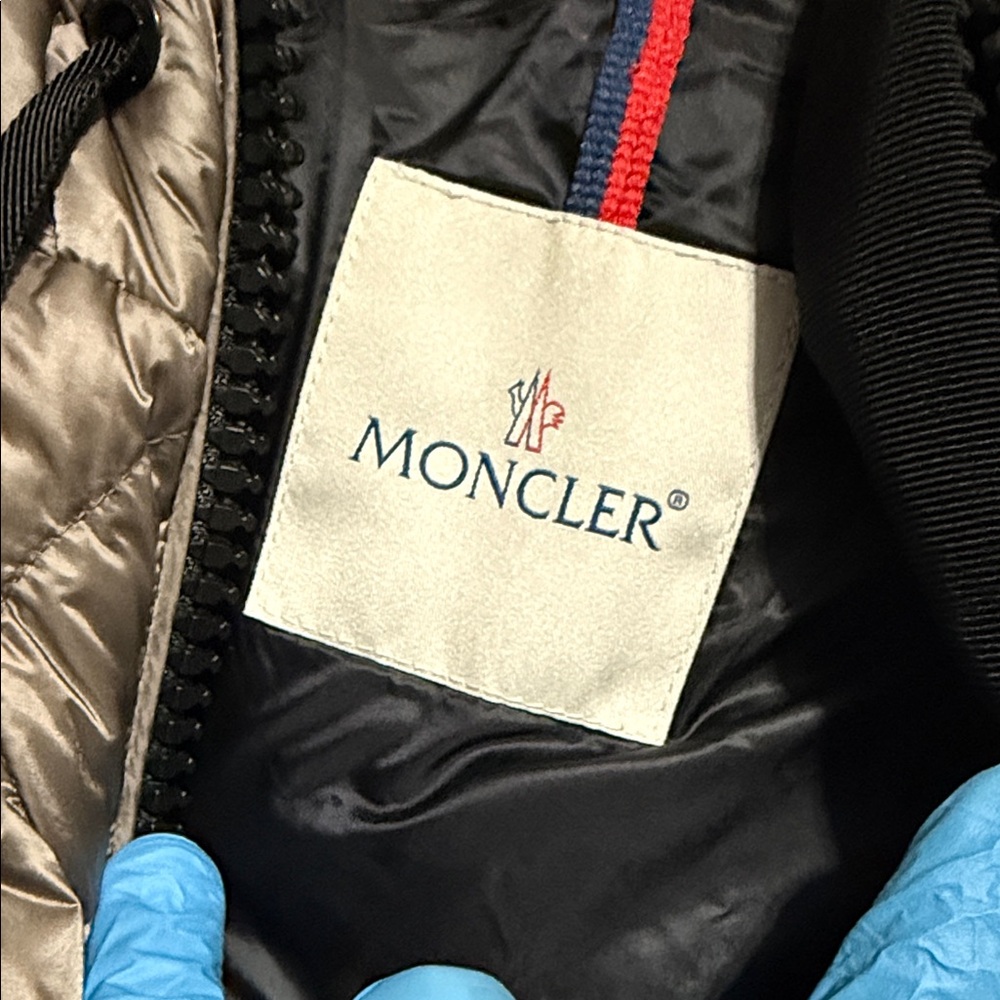 Womens Moncler Gresfur Giubbotto Shiny Taupe Quilted Jacket size 1 US size small - Picture 5 of 14
